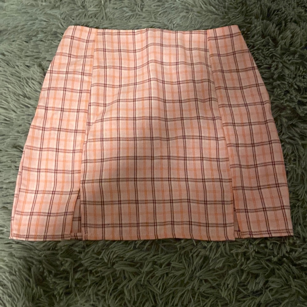 Pink plaid mini skirt